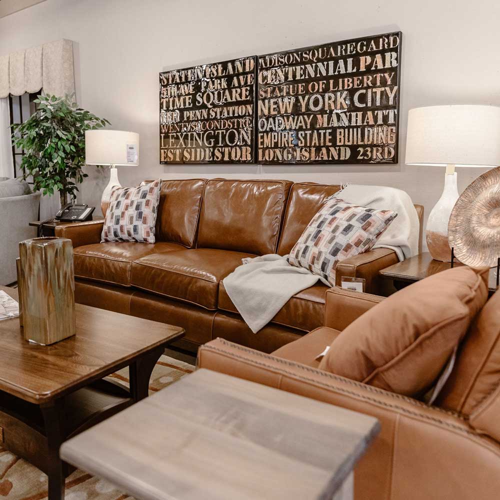 Polished Leather Sofa Fenton Home Furnishings