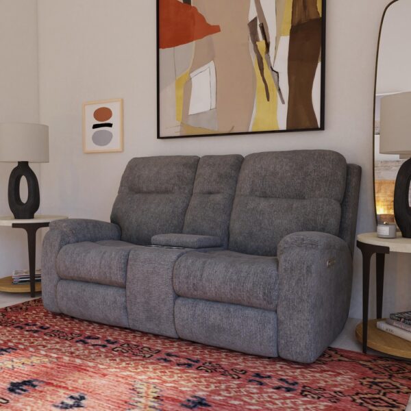 Penn Power Reclining Loveseat with Console & Power Headrests & Lumbar - Image 2