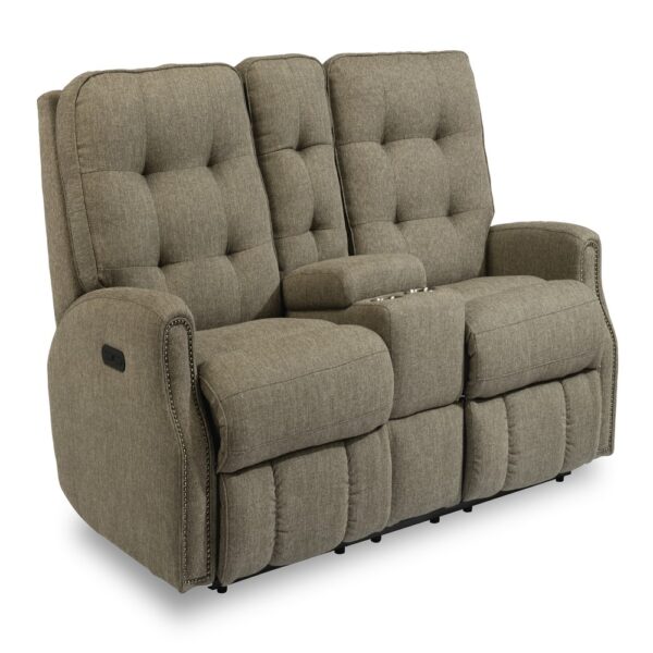 Devon Power Reclining Loveseat with Console & Power Headrests