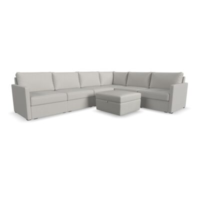 Flex 6-Seat Sectional with Narrow Arm and Storage Ottoman