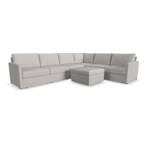 Flex 6-Seat Sectional with Narrow Arm and Storage Ottoman