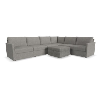 Flex 6-Seat Sectional with Narrow Arm and Storage Ottoman