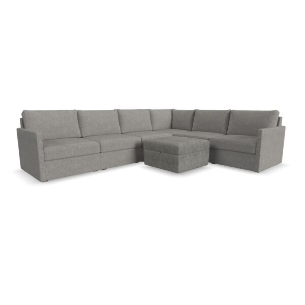 Flex 6-Seat Sectional with Narrow Arm and Storage Ottoman