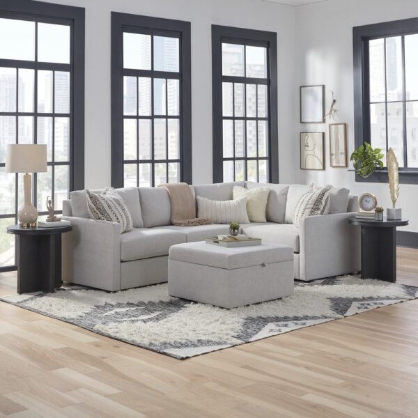 Flex 4-Seat Sectional with Narrow Arm and Storage Ottoman - Image 6