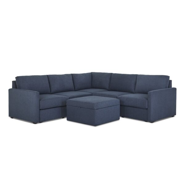 Flex 5-Seat Sectional with Narrow Arm and Storage Ottoman