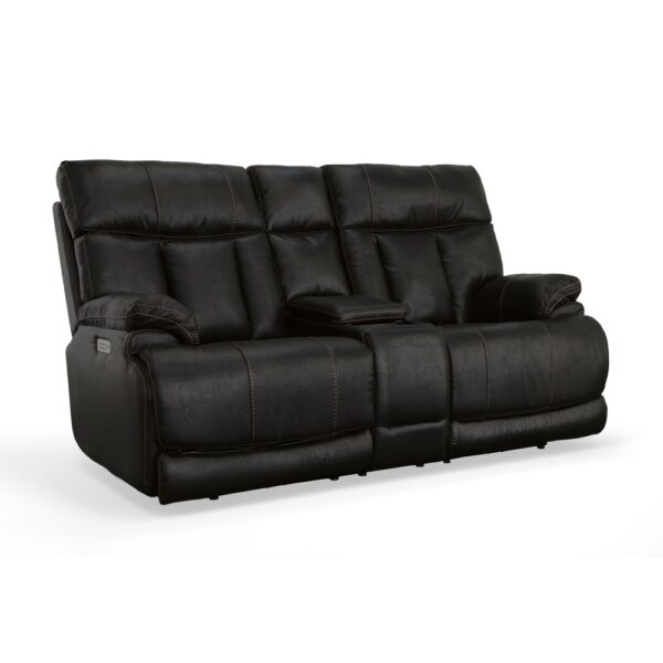 Clive Power Reclining Loveseat with Console, Power Headrests & Lumbar