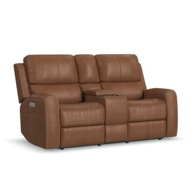 Linden Power Reclining Loveseat with Console & Power Headrests & Lumbar