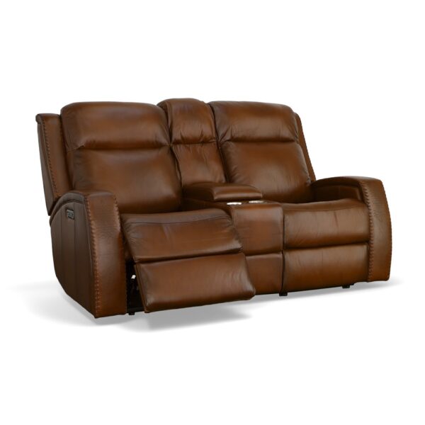 Mustang Power Loveseat with Console with Power Headrest - Image 2