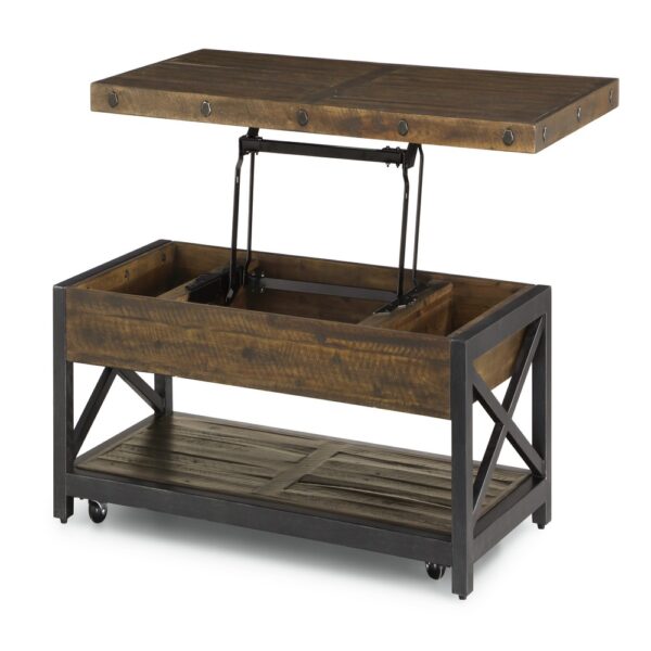 Carpenter Rectangular Lift-Top Coffee Table with Casters - Image 4