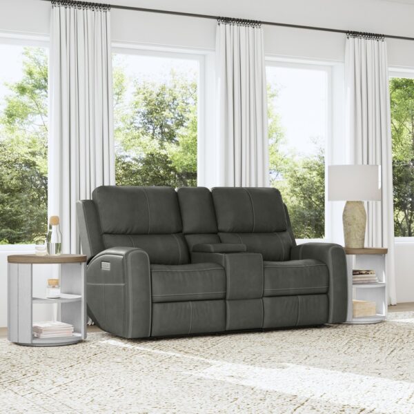 Linden Power Reclining Loveseat with Console & Power Headrests & Lumbar - Image 2