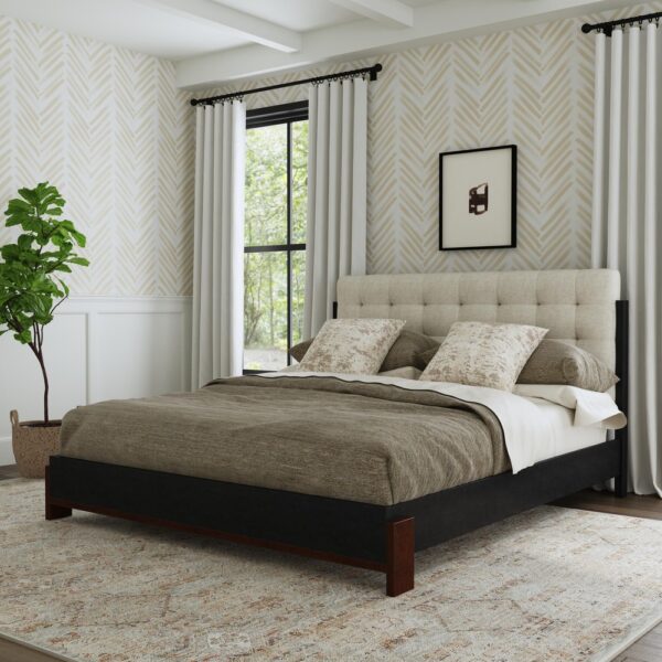 Waterfall Queen Upholstered Bed - Image 4