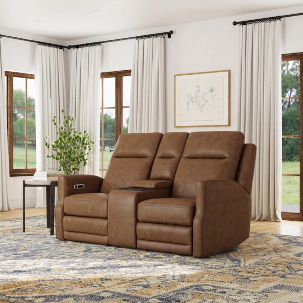Maxwell Power Reclining Loveseat with Console, Power Headrests and Lumbar - Image 2