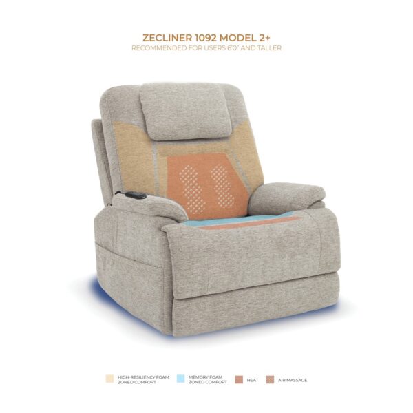 Zecliner Model 2+ Power Lift Recliner with Power Headrest, Lumbar, Heat & Massage - Image 10