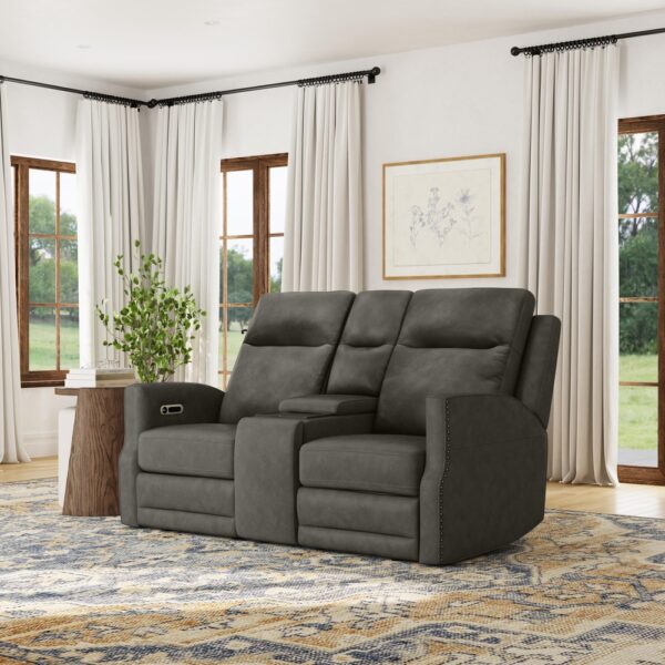 Maxwell Power Reclining Loveseat with Console, Power Headrests and Lumbar - Image 5
