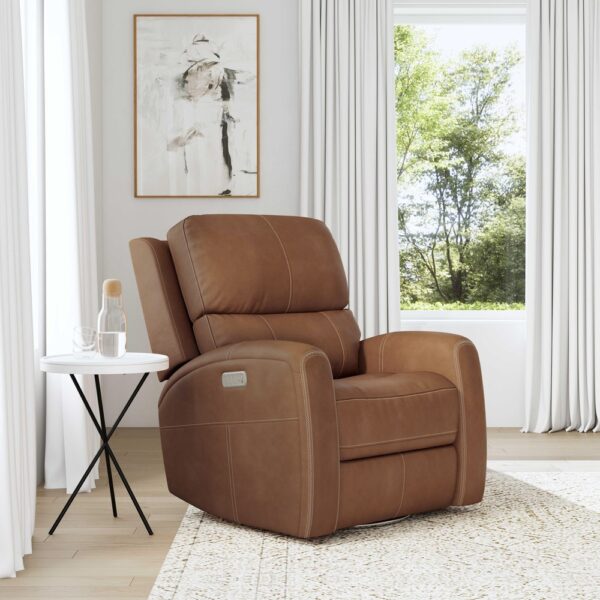 Linden Power Swivel Gliding Recliner with Power Headrest, Lumbar, Heat & Massage - Image 2