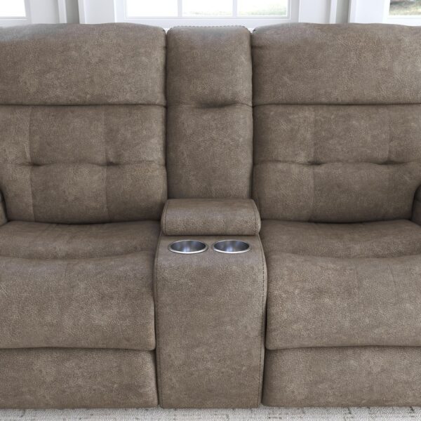 Strait Power Reclining Loveseat with Console & Power Headrests - Image 2