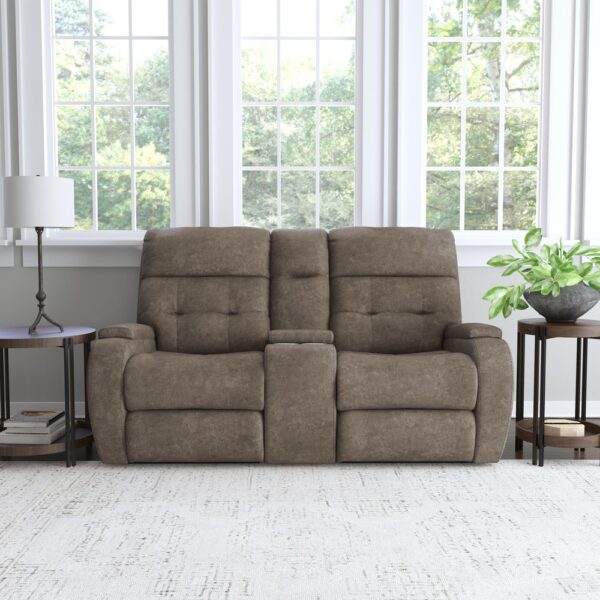 Strait Power Reclining Loveseat with Console & Power Headrests - Image 3