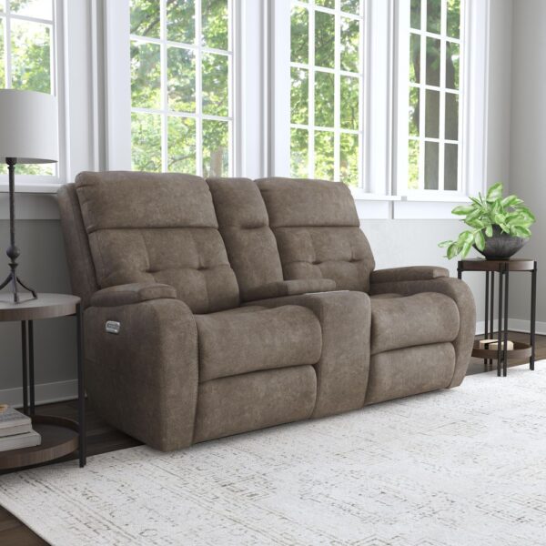 Strait Power Reclining Loveseat with Console & Power Headrests - Image 4