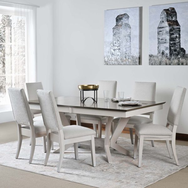 The aurora dining set by Country View Woodworking in an all white dining room