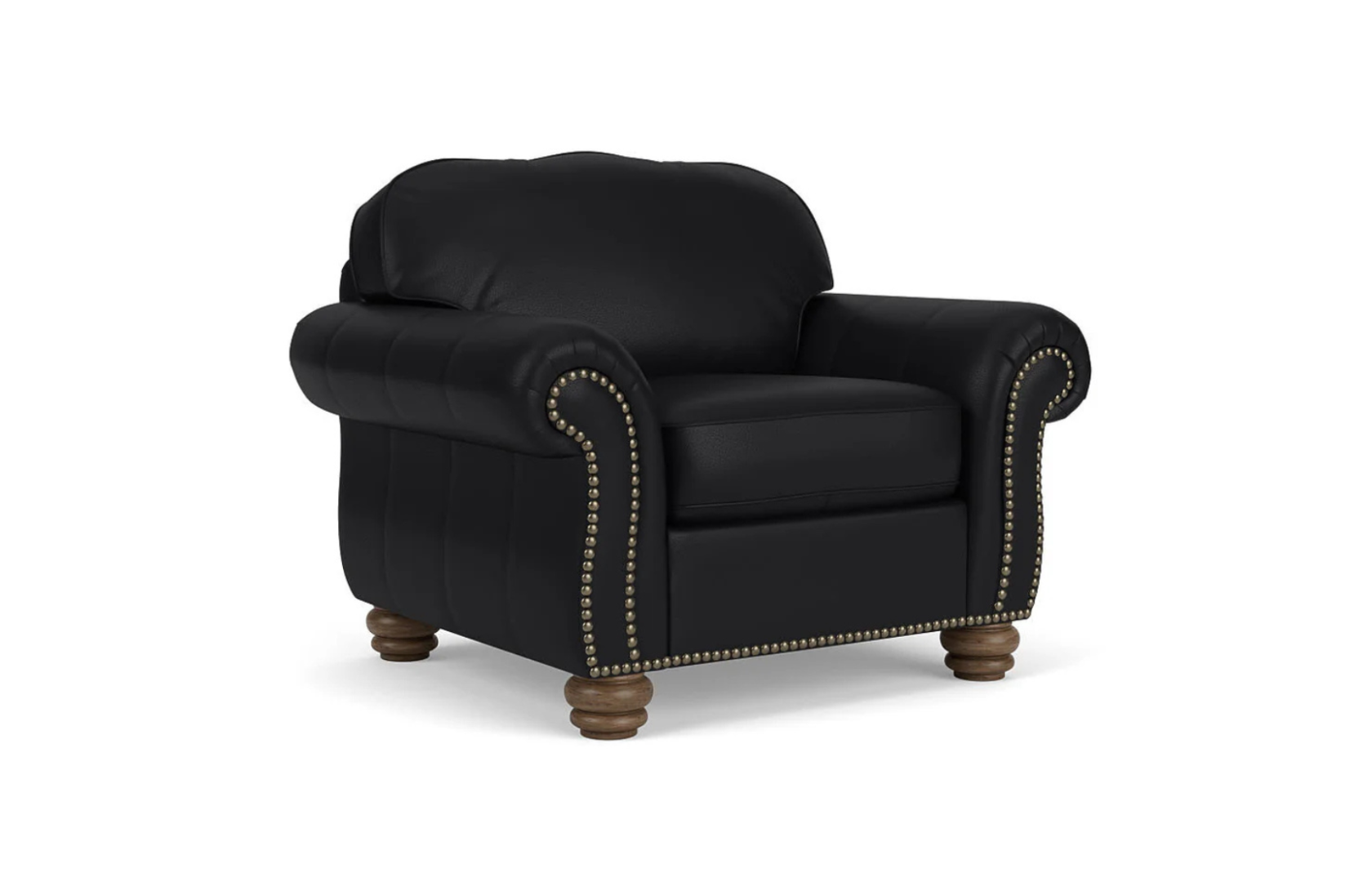 Bexley Leather Chair Nailhead Trim Corner View - Flexsteel - April 2025