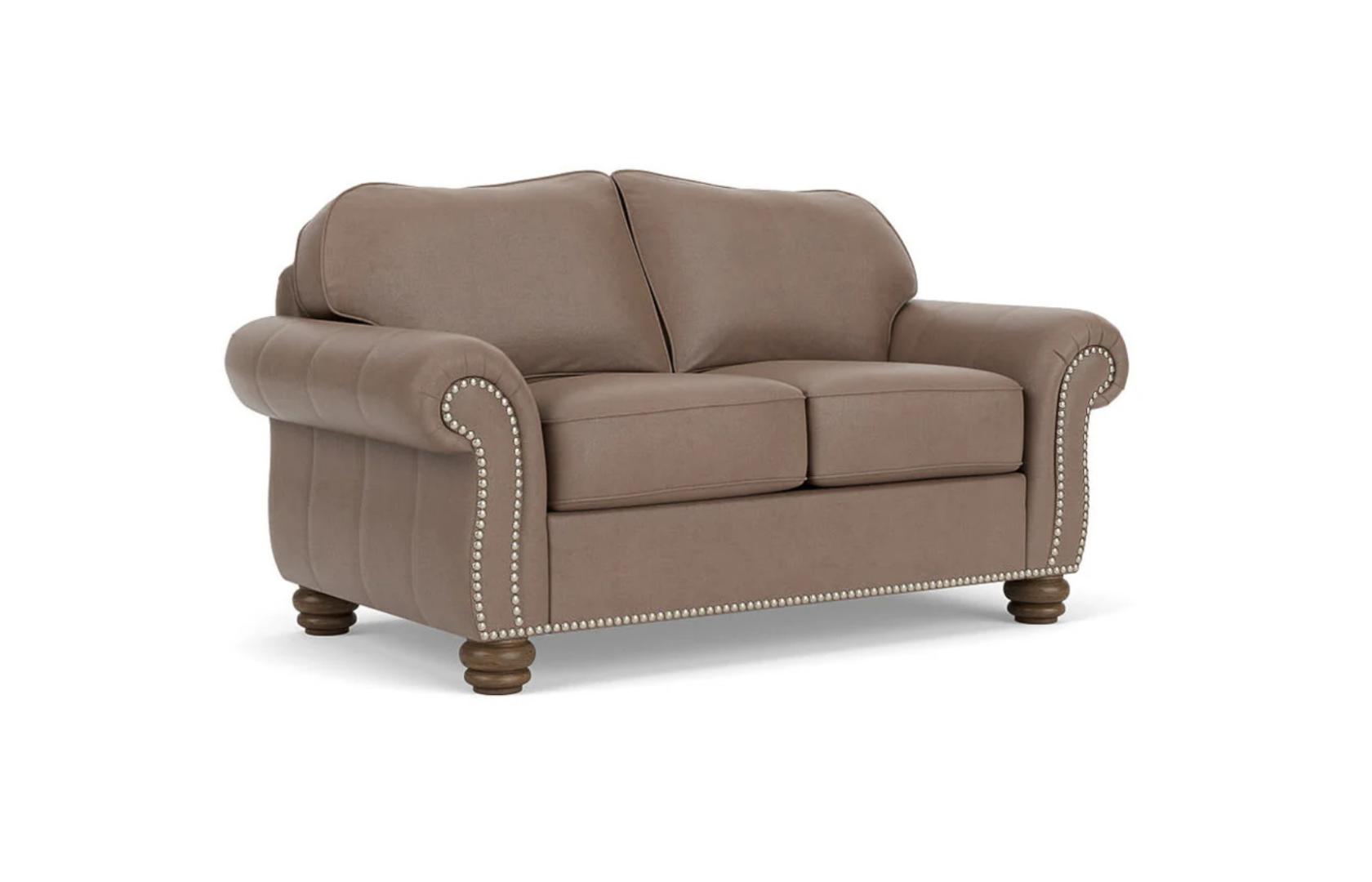 Bexley Leather Loveseat Nailhead Trim Corner View - Flexsteel - April 2025