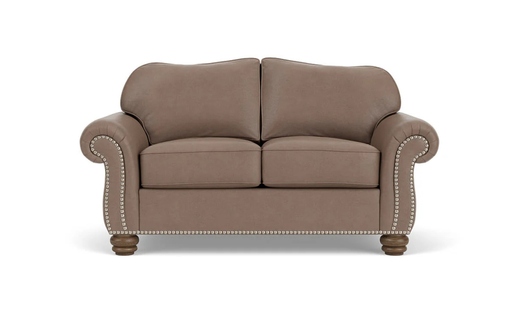 Bexley Leather Loveseat Nailhead Trim Front View - Flexsteel - April 2025