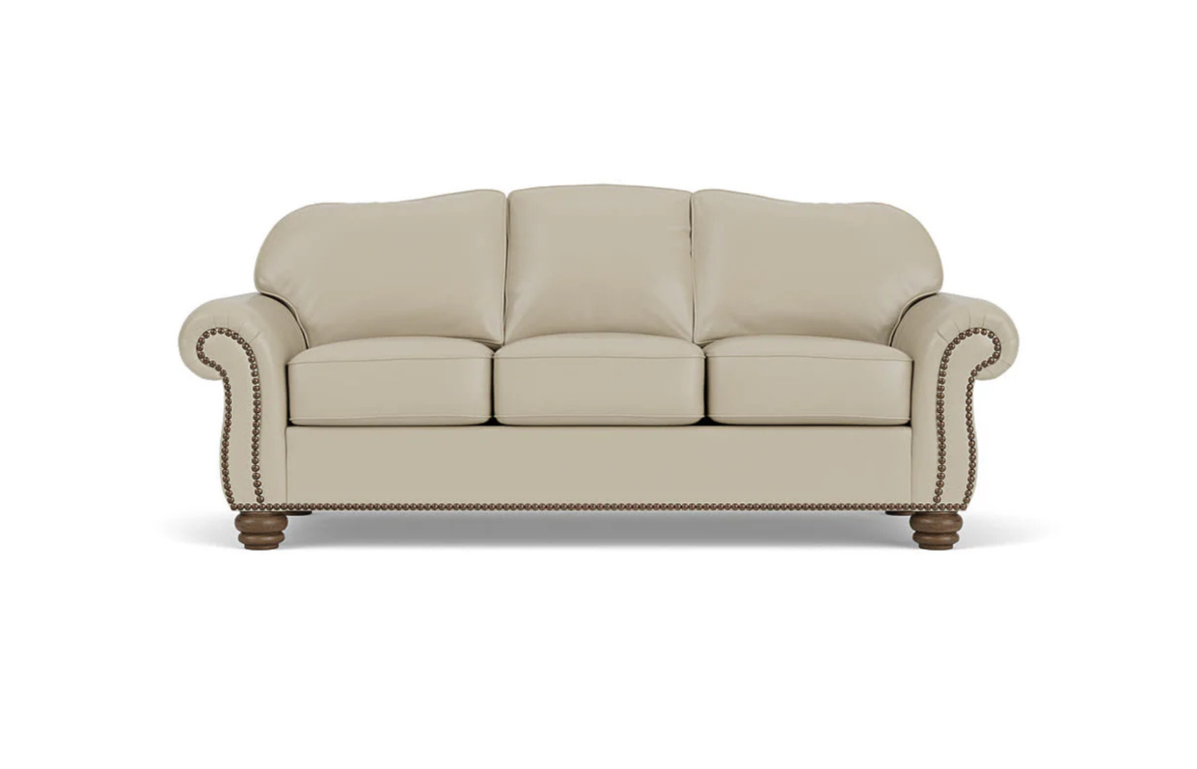 Bexley Leather Sofa Nailhead Trim Front View - Flexsteel - April 2025