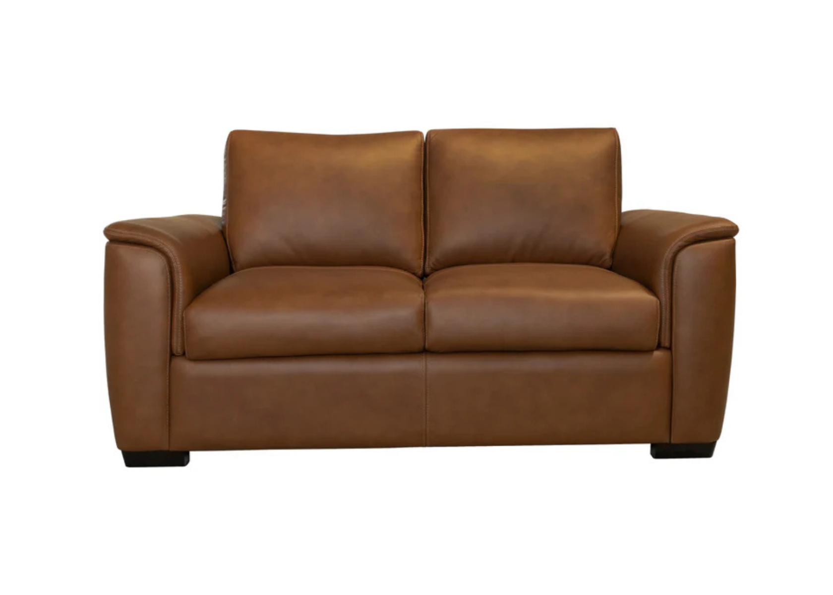 Henry Caramel Leather Loveseat Front View - Flexsteel - April 2025