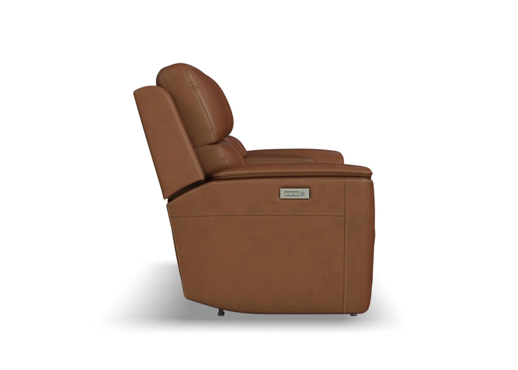 Henry Caramel Leather Power Recliner with Power Headrest & Lumbar Side View - Flexsteel - April 2025