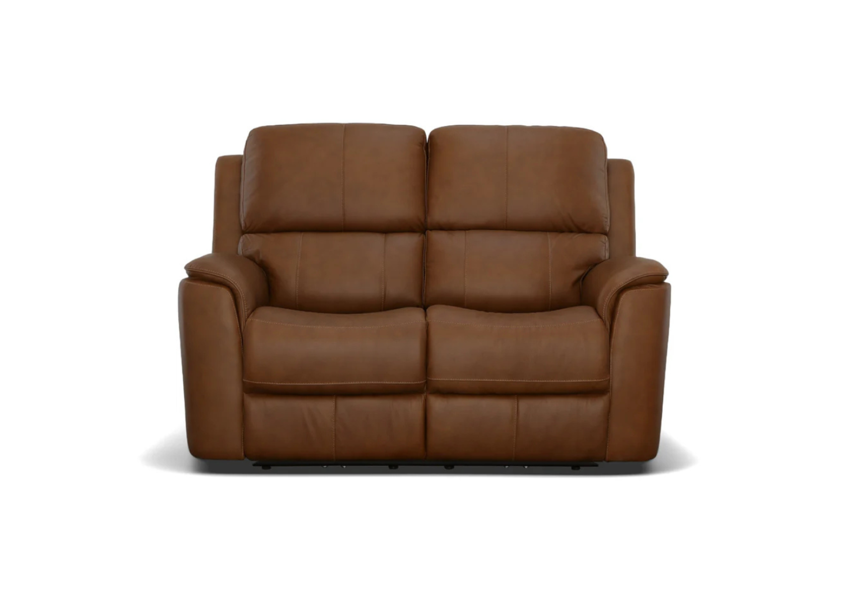 Henry Caramel Leather Power Reclining Loveseat with Power Headrests & Lumbar - Flexsteel Front View - April 2025