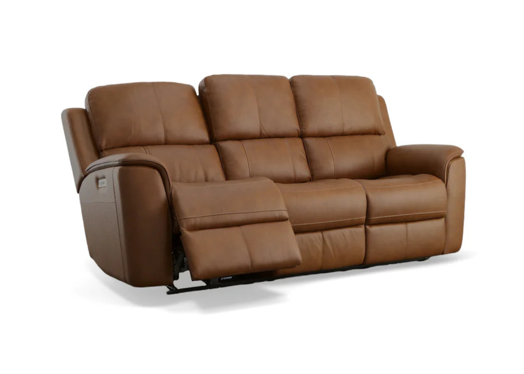 Henry Caramel Leather Power Reclining Sofa with Power Headrests & Lumbar Corner View - Flexsteel - April 2025