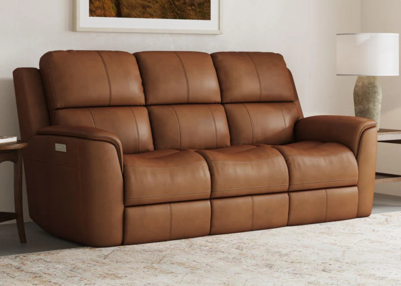 Henry Caramel Leather Power Reclining Sofa with Power Headrests & Lumbar - Flexsteel - April 2025