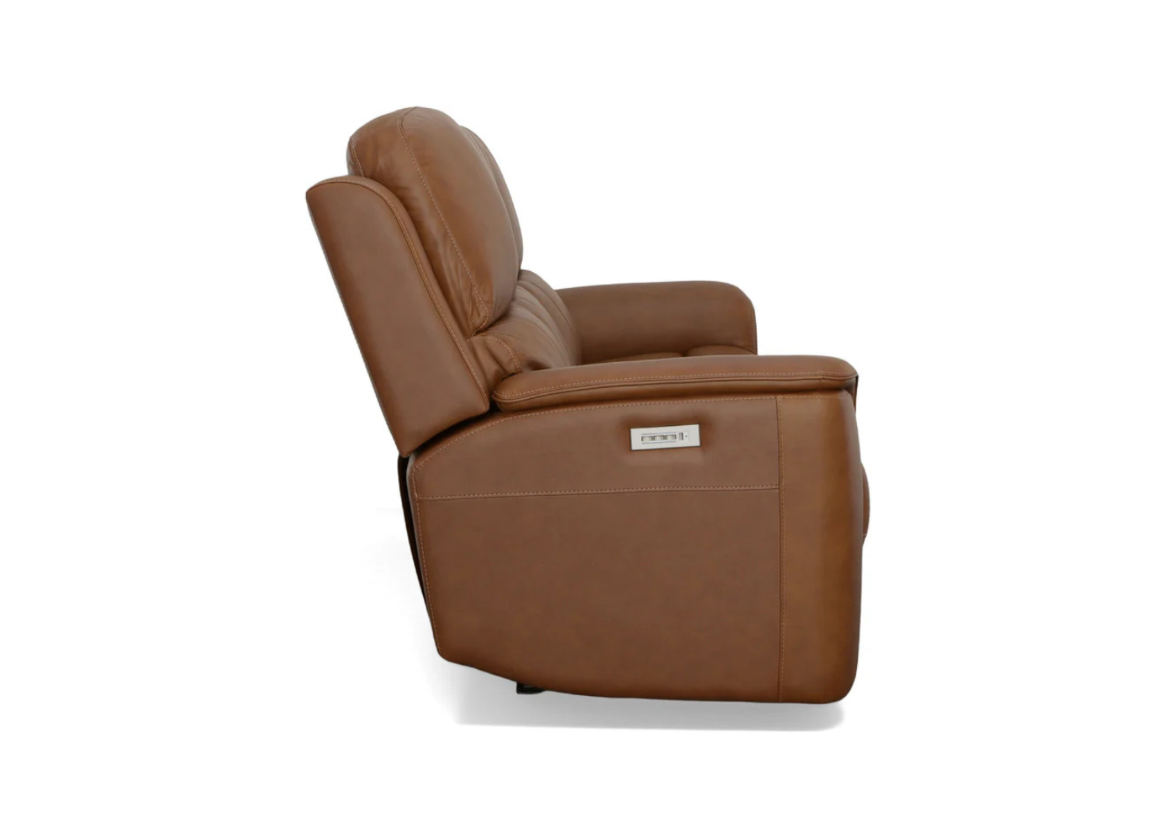 Henry Caramel Leather Power Reclining Sofa with Power Headrests & Lumbar Side View - Flexsteel - April 2025